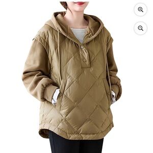Quilted Tan Hooded Pullover